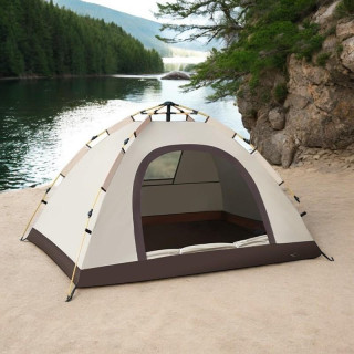 Zložljiv kamping šotor v krem barvi za 2-3 osebe