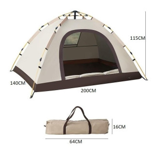 Zložljiv kamping šotor v krem barvi za 2-3 osebe