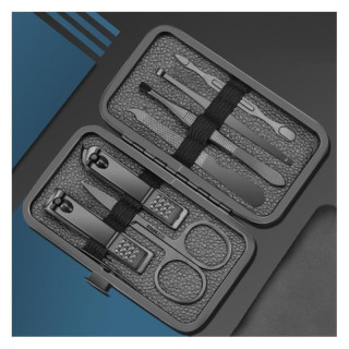 Črni set za manikuro in pedikuro 12 v 1