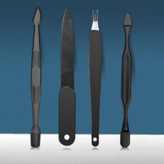 Črni set za manikuro in pedikuro 12 v 1