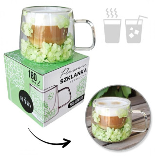 Termo vrček z zelenimi cvetovi hortenzije - 180 ml
