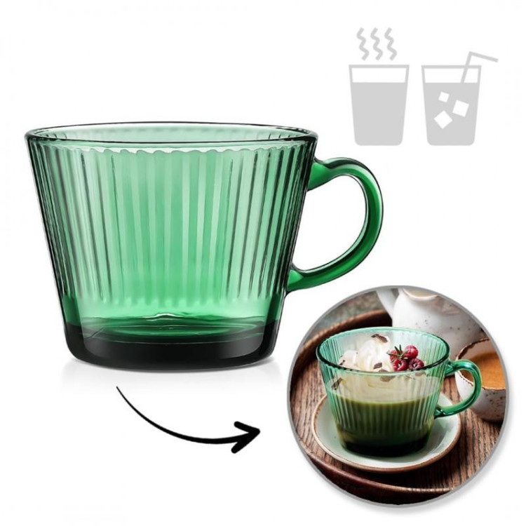 Zelena skodelica z nagubanim ročajem - 380 ml