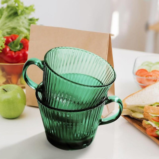 Zelena skodelica z nagubanim ročajem - 380 ml