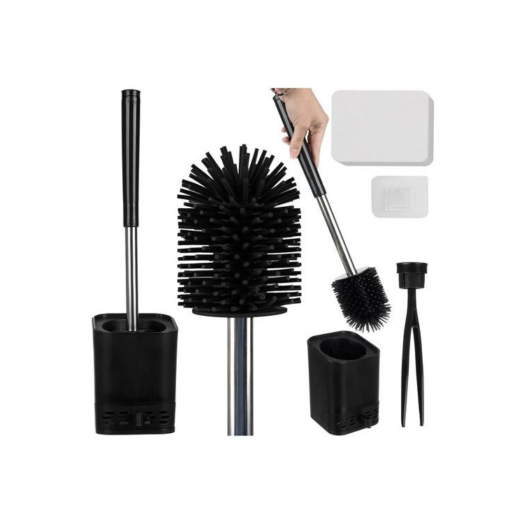 Črna straniščna ščetka s stojalom