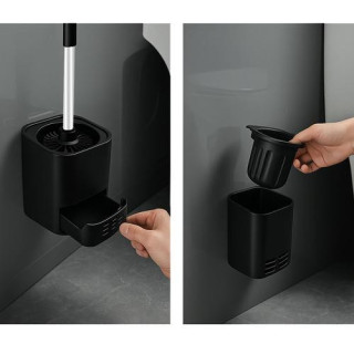 Črna straniščna ščetka s stojalom