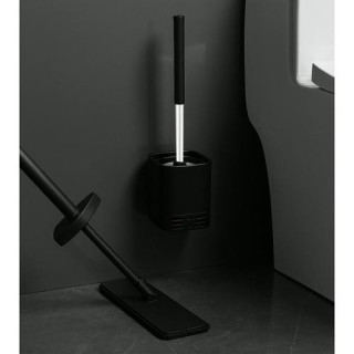 Črna straniščna ščetka s stojalom