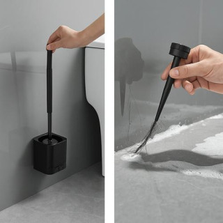 Črna straniščna ščetka s stojalom