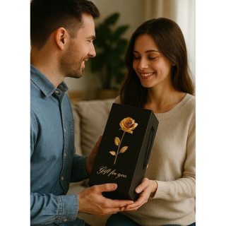 Svetleča vrtnica v steklu v elegantni škatli