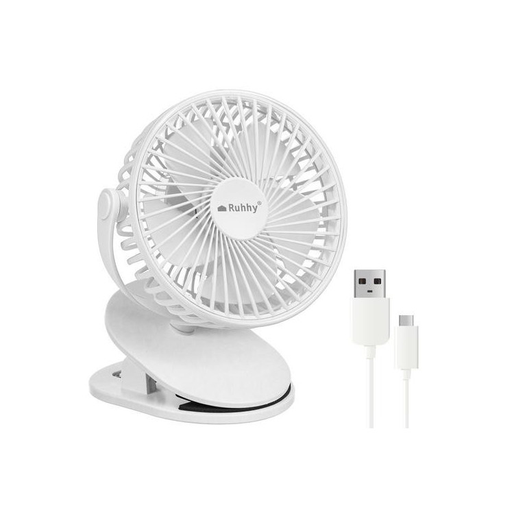 Bel brezžični ventilator s sponko