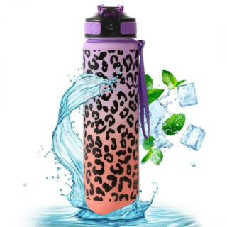 Vijolično-oranžna steklenica z leopardjim vzorcem - 1 l