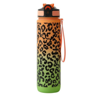 Oranžno-zelena steklenica z leopardjim vzorcem - 1 l