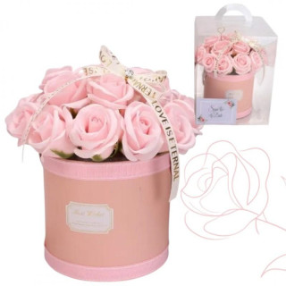 Roza cvetlična škatla z milnimi cvetovi