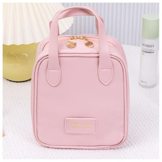 Roza kozmetična torbica z ročaji