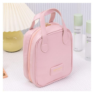 Roza kozmetična torbica z ročaji