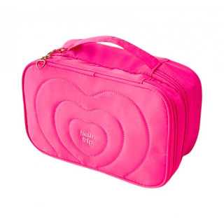 Prešita roza kozmetična torbica z ročajem