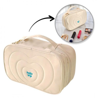 Krem prešita kozmetična torbica z ročajem