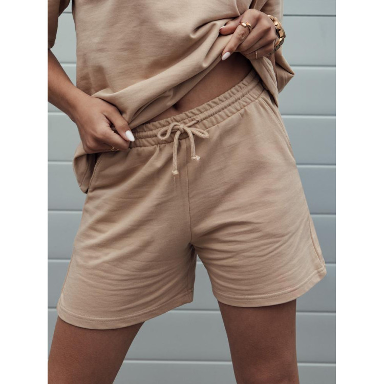 Ženske bombažne kratke hlače bež barve SY0326