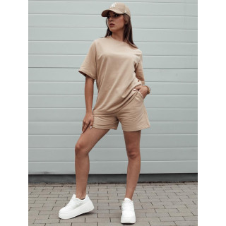 Ženske bombažne kratke hlače bež barve SY0326