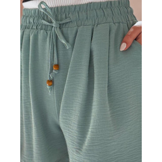 Ženske zelene kratke hlače iz blaga SY0436