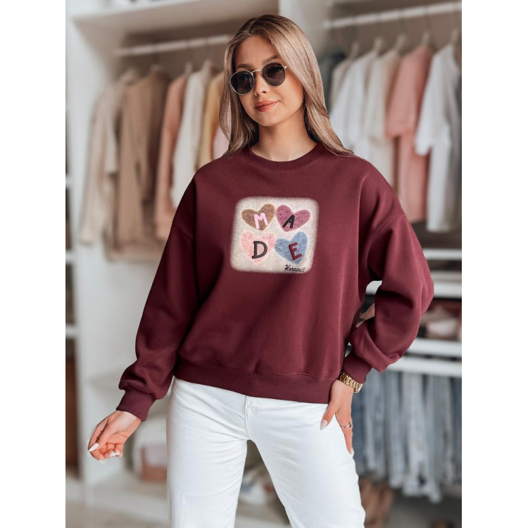 Ženska bordo jopa s srčki BY1458