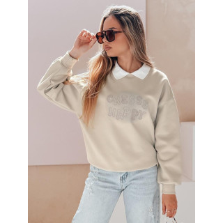 Ženska bež jopa z ovratnikom BY1483