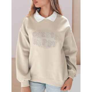 Ženska bež jopa z ovratnikom BY1483