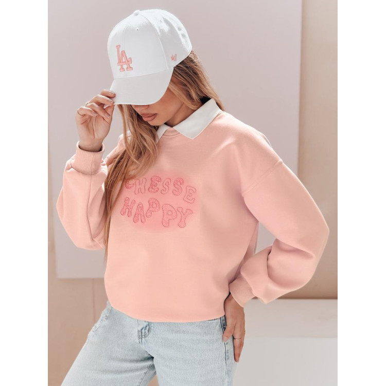 Roza ženska jopa z ovratnikom BY1486