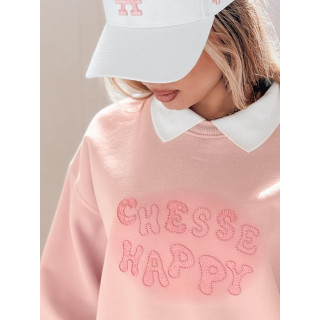 Roza ženska jopa z ovratnikom BY1486