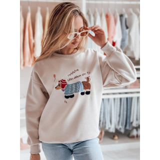 Ženska bež jopa z vezenjem psa BY1481