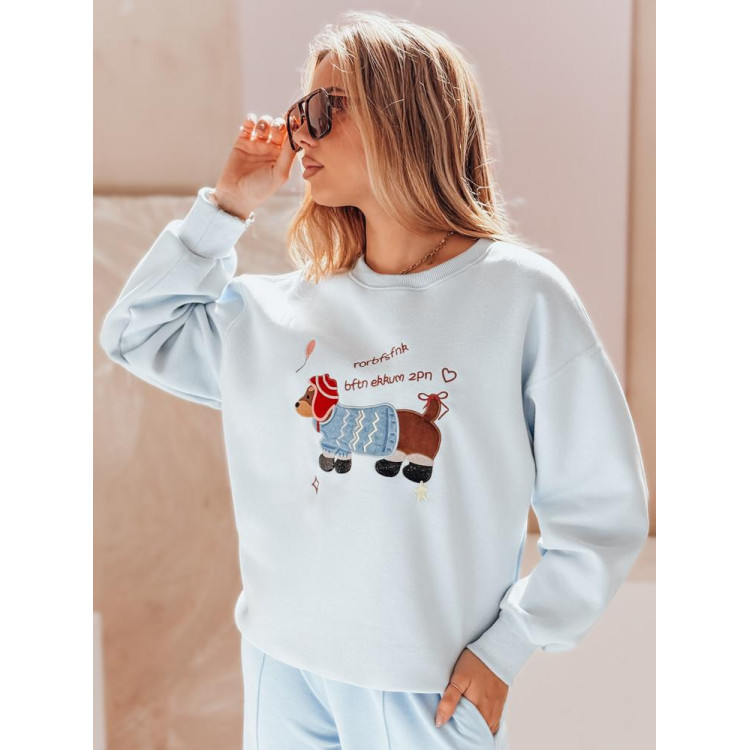 Svetlo modra ženska jopa z vezenino psa BY1479