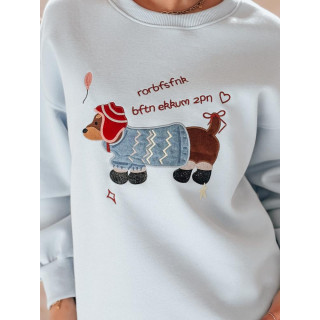 Svetlo modra ženska jopa z vezenino psa BY1479