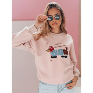 Ženska roza jopa z vezenjem psa BY1482