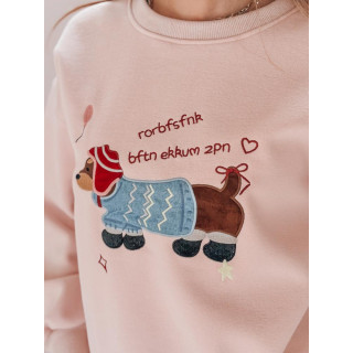 Ženska roza jopa z vezenjem psa BY1482