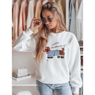 Ženska bela jopa z vezenjem psa BY1478