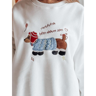 Ženska bela jopa z vezenjem psa BY1478