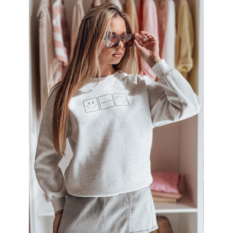 Ženska siva jopa z vezenjem BY1517