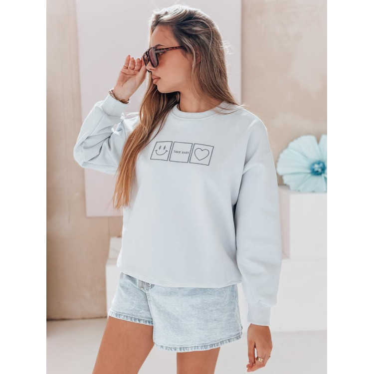 Svetlo modra ženska jopa z vezenjem BY1516