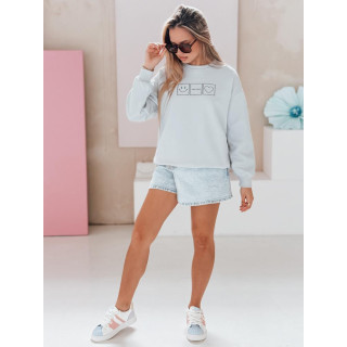 Svetlo modra ženska jopa z vezenjem BY1516