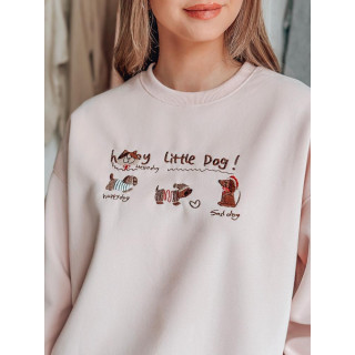 Roza ženska jopa z vezenimi jazbečarji BY1497