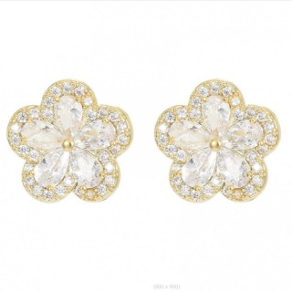 Ženski uhani v obliki rože s cirkoni