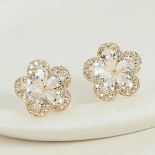 Ženski uhani v obliki rože s cirkoni