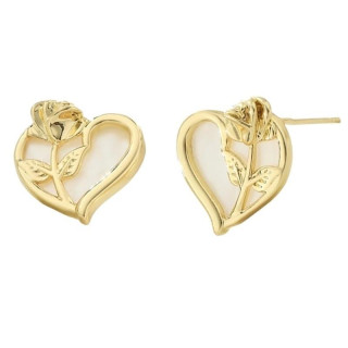 Pozlačeni uhani v obliki srca z vrtnicami