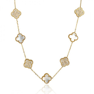 Ženska pozlačena ogrlica z deteljicami