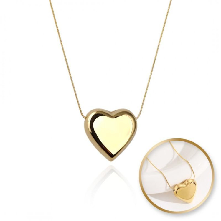 Pozlačena ogrlica z obeskom v obliki srca