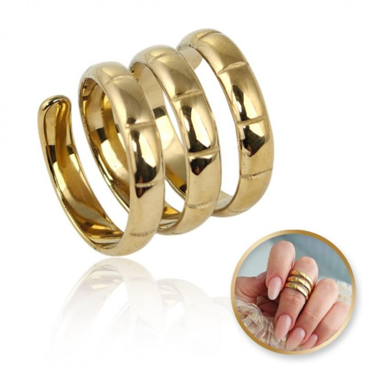 Pozlačen spiralni ženski prstan