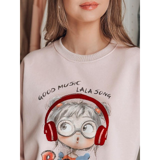 Ženska roza jopa s potiskom BY1505