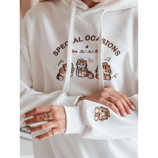 Ženska bela jopa s kapuco BY1512