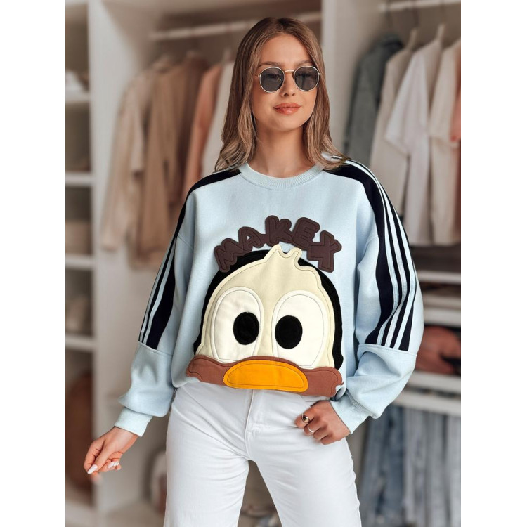 Modra ženska jopa z našitki BY1490