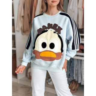 Modra ženska jopa z našitki BY1490