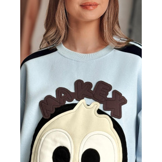 Modra ženska jopa z našitki BY1490